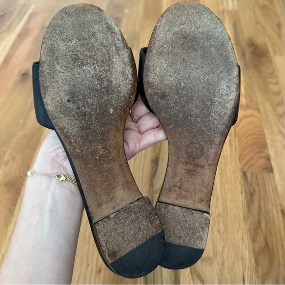 Chanel Bijou Slide Sandals – Black Leather with Jeweled CC Logo, Size 36C - Picture 4 of 8